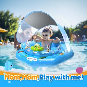 Flotador de Piscina para Bebés con Diseño de OVNI y Alienígena, con Toldo, Asiento de Seguridad Ajustable y Juguetes con Sonido - Product Image 6