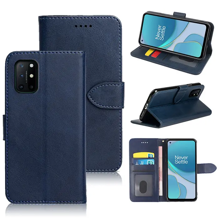 Mobile Phone Leather Case For OnePlus Nord 2 , Premium Soft Black TPU + PU Shockproof Flip Cover for OnePlus 9 Pro 8T 7