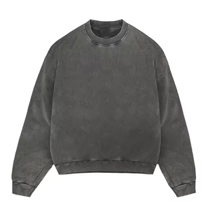 Sweatshirts surdimensionnés à col ras du cou en coton éponge français délavés à l'acide vintage pour hommes Streetwear impression DTG personnalisée automne 100% - Product Image 1