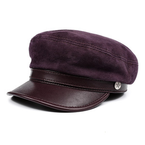 Chapeau de <span class=keywords><strong>marin</strong></span> en cuir de mouton véritable brossé en gros, chapeau de newsboy, chapeau de cabbie, chapeau de boulanger, chapeau de pêcheur, chapeau de capitaine pour femmes - Product Image 1