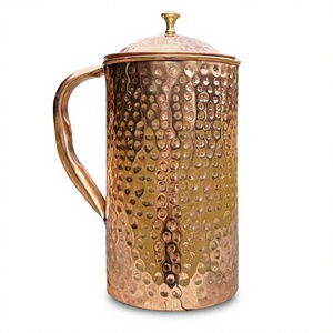 Pichet à eau en cuivre martelé fait main, style vintage, avec motif floral, 1,7 L, écologique, pour boissons et service de mariage - Product Image 4