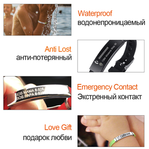 Pulsera Fluorescente de Acero Inoxidable con Identificación Personalizada, Brazalete de Silicona Luminoso Antipérdida con Grabado de Teléfono y Nombre Personalizado para Niños - Product Image 6