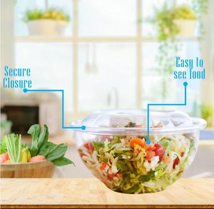 Bol à salade rond transparent jetable de 24 oz en plastique haute transparence pour Poke Bowl - Product Image 4