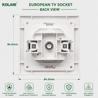 Enchufe de Pared para TV Kolani, Estándar Europeo, 84x84mm, Blanco Brillante, Coaxial, Placa Frontal de PC Ignífuga, Puerto Tipo F