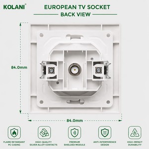 <span class=keywords><strong>Presa</strong></span> TV a Muro Kolani Standard EU 84x84mm Bianco Lucido, <span class=keywords><strong>con</strong></span> Porta F-Type e Frontalino in PC Ignifugo - Product Image 5