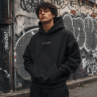 Sweat-shirt à capuche personnalisé de haute qualité avec impression en relief, poids lourd 380 GSM, logo ton sur ton, OEM, faible MOQ, coupe ample et carrée