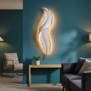 Lámpara de Pared Moderna con Plumas LED E26, Control Táctil, Luz Blanca Cálida, Aplique Decorativo para Dormitorio, Sala de Estar, Iluminación de Fondo para TV - Product Image 3