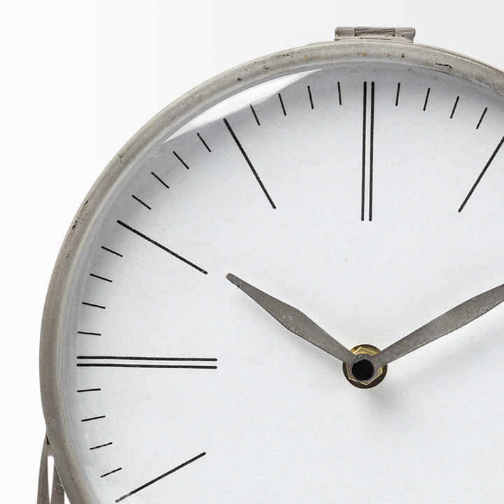 Antique Style 12\" Gray Metal Table Clock with Backlight Creative Design for Office & Bedroom Electronic Movement HMS
