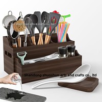 Boîte de rangement de cuisine en bois massif, organiseur de vaisselle à compartiments, sans couvercle, design moderne, multi-usages, pour baguettes, couteaux, fourchettes