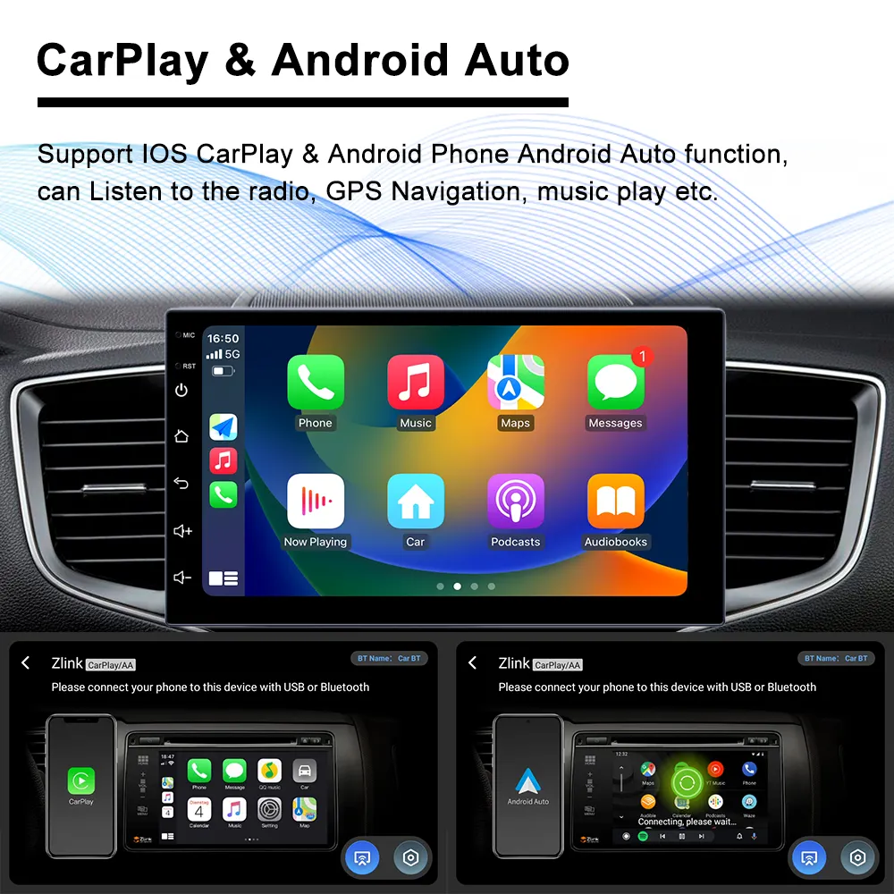 8163 lettore per auto Android 2 + 32G Carplay navigazione GPS Video schermo HD supporto uscita Video FM 7 9 lettore Stereo per auto da 10 pollici