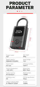 Bomba de aire K25 <span class=keywords><strong>Xiaomi</strong></span>, <span class=keywords><strong>inflador</strong></span> de neumáticos en miniatura, compresor de aire portátil, 4 en 1 <span class=keywords><strong>Inflador</strong></span> de neumáticos, <span class=keywords><strong>inflador</strong></span> de neumáticos de 12V, <span class=keywords><strong>inflador</strong></span> de 10bar - Product Image 6
