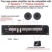 Fabricant professionnel d'amplificateurs audio de voiture 12V 7900W classe A 4 canaux, en alliage d'aluminium, avec crossover, compatible avec les autoradios.