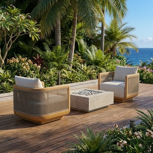 Sillón de Exterior Giratorio 360° de Lujo, en Madera de Teca Sudamericana, para Bares en Azoteas y Proyectos Hoteleros - Product Image 1