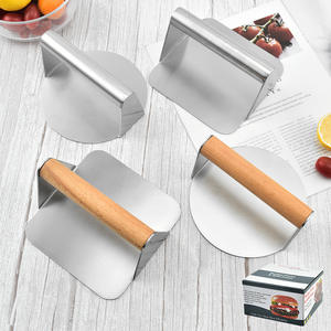 Prensa redonda antiadherente para <span class=keywords><strong>hamburguesas</strong></span> de acero inoxidable con mango de madera - Product Image 4