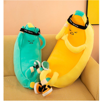 Peluche banane douce et rembourrée, coussin long en forme de banane avec bandeau, jaune et vert, OEM ODM personnalisé, vente en gros