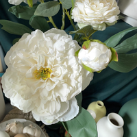 Nouvelles fleurs artificielles en soie, 2 têtes de pivoines blanches pour la décoration de mariage et de la maison