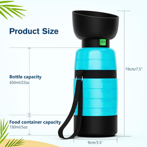 Botella de agua portátil para perros de 21oz/600ml con correa larga, dispensador de cuencos de silicona plegable para mascotas a prueba de fugas - Product Image 4