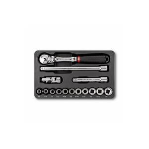 USAG - U05190799 <b>Ratchet</b> set, inch polygonal <b>sockets</b> and inserts (15 pcs.) - EAN 8001150028779 INDUSTRIAL MAINTENANCE - Product Image 1