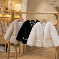 Manteau en fausse fourrure de renard pour filles, veste chaude en peluche pour enfants avec garniture de perles, vente en gros