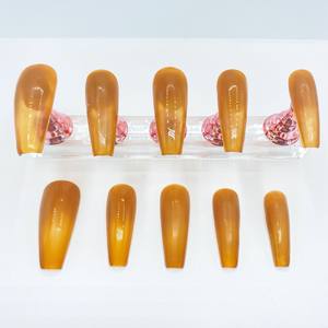 Faux ongles longs en forme de cercueil, effet ombré, 10 pièces, finition brillante - Product Image 3