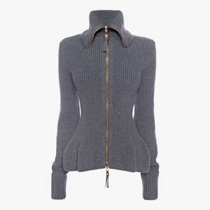 Vendita calda da <span class=keywords><strong>donna</strong></span> in 100% stile stile High Street traspirante in tinta unita Cardigan con Cardigan a cerniera - Product Image 1