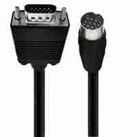 Kabel Audio/Video VGA ke DIN 13-Pin Female-Female dan DB15P Male ke MiniDIN 13-Pin Male dengan Selubung PVC untuk Penggunaan Komputer