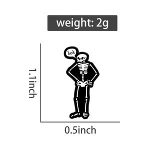 Dunkler Niedlicher Totenkopf Emaille-Anstecker mit Comic-Bubble-Design, Schwarz-Weißer Totenkopf, Goth-Humor Brosche Großhandel - Product Image 6
