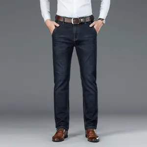 Promotie Classic Mid Taille Rechte Casual Stretch Slim Mannen Jeans Broek Denim Broek Voor Business