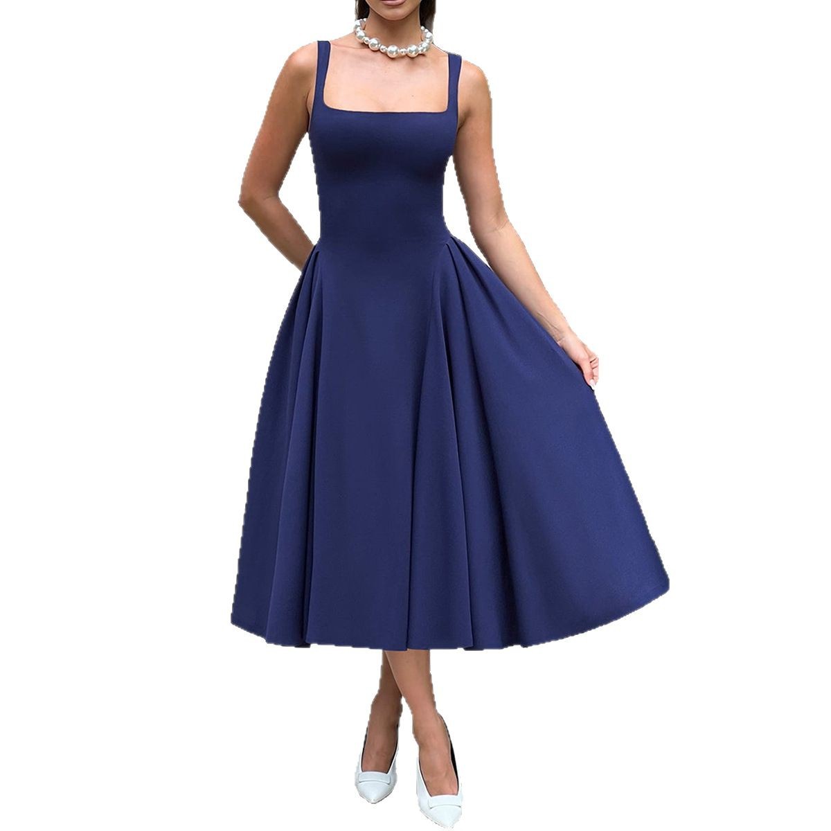 Elegant Navy Blue Casual Dresses for Women's Fashion