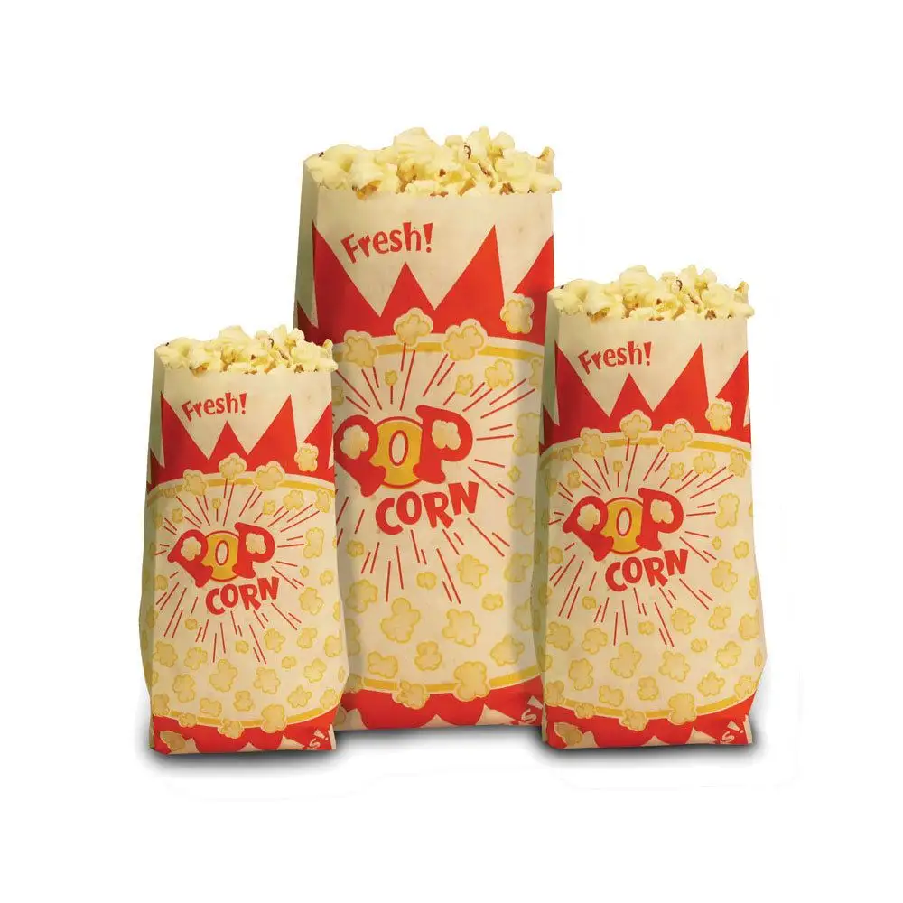 Kantong Kertas Popcorn Microwave Segel Panas Cetak Kustom Kemasan Makanan Penutup Belakang