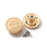 Boutons et rivets en métal Zamac pour jeans et vêtements en denim, avec logo personnalisé et motif plaqué or.