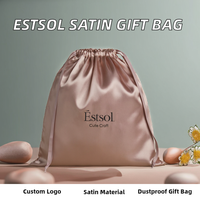 Sac à cordon en satin personnalisé avec logo pour extensions de cheveux, sac en tissu satiné réutilisable et écologique, sac à cordon pour cadeaux et bijoux