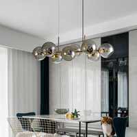 8 Lampes Bras Lustres Modernes Global Verre LED Suspension pour Salon Lustre Lampe Suspension Suspension Moderne Verre