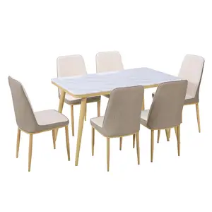 Francese elegante cucina mobili in legno tavolo da pranzo contemporaneo Set di marmo pietra tavolo da pranzo e sedie Set