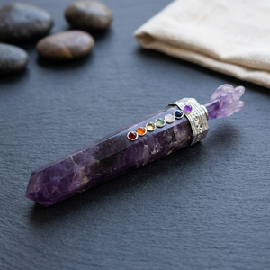Bâton de guérison en améthyste naturelle, pierre d'ange, baguette de cristal 7 chakras, pierre précieuse polie, méditation spirituelle, guérison énergétique, décoration - Product Image 3
