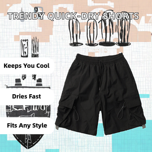 Summer American Style Trendy Loose Casual Versatile Plain Mid Waist Sporty Breathable Quick Dry Drawstring Nonwoven Men Cargo - Product Image 2
