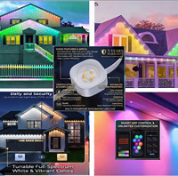 Guirlandes lumineuses à pixels RGBWWIC Pro 100FT en plastique pour avant-toit, DC36V, IP67, étanches, synchronisation musicale intelligente via application, gradation, éclairage de Noël extérieur