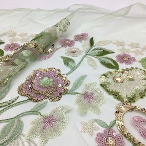 Đa màu sắc vải tuyn vải đa màu sequin Vải đôi <span class=keywords><strong>Net</strong></span> sequin ren - Product Image 5