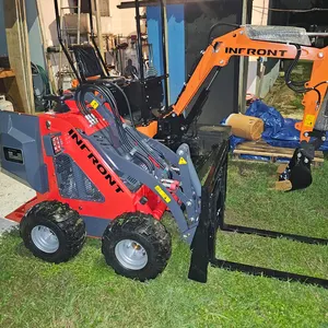 จัดส่งฟรี! 1 ตัน 1,000 กก. ด้านหน้าจีน Skidsteer Dingo ยืนบนสิ่งที่แนบมามินิตีนตะขาบรถตักดินพร้อมราง