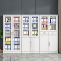 Armoire de classement en acier épaissi avec tiroirs, porte vitrée verrouillable, armoire de rangement pour la maison et le bureau, pour documents financiers