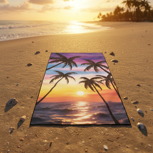 Telo Mare Personalizzato Stile Veneziano YABEE, Asciugatura Rapida, Oversize, Stampa Tramonto Palma, Anti-Sabbia, Super Assorbente - Product Image 6