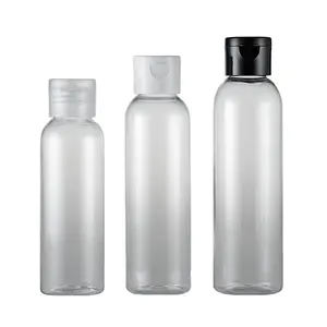 60ml 100ml 120ml 250ml Flip Top Cap şişe şeffaf boş plastik 10ml 15ml 20ml 30ml 50ml ekran baskı PET vidalı kapak