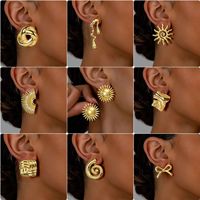 Boucles d'oreilles créoles en acier inoxydable 304 plaqué or 18 carats pour femmes, étanches, sans nickel, résistantes à la décoloration, design minimaliste, bijoux cadeau