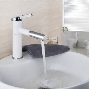 Robinet de <span class=keywords><strong>lavabo</strong></span> blanc mélangeurs d'évier de salle de bains en cuivre avec pulvérisation <span class=keywords><strong>flexible</strong></span> - Product Image 2