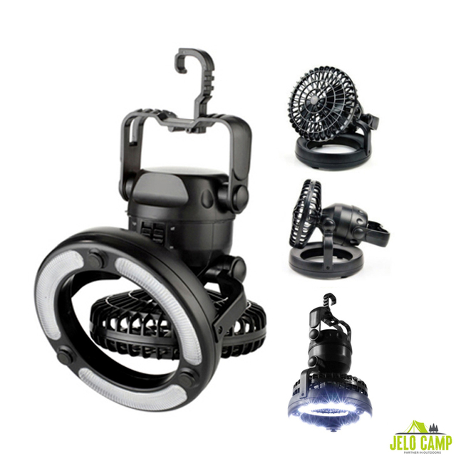 2-IN-1 18 LED Portable Camping Lantern with Ceiling Fan Cool Camp Gadget Emergency Tent Light Lamp