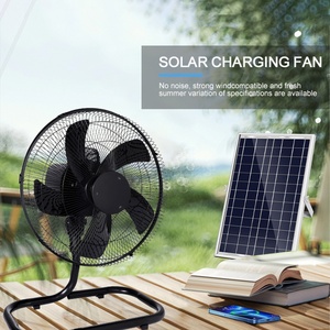 Ventilateur solaire domestique rechargeable AC/DC avec grille métallique de 14 pouces et 3 pales - Product Image 1