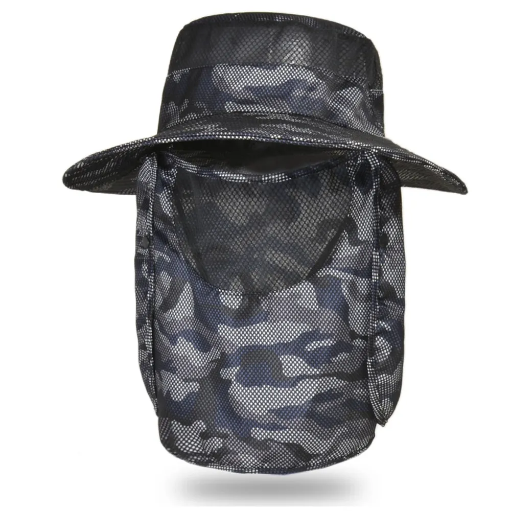 Multipurpose Camouflage Climbing Fishing Brim Fisherman Hat Sunscreen Hat For Men Neck Guard Sunshade Bucket Hat