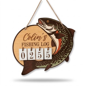 Wooden Fishing <b>Log</b> Ornament with Customizable Name Handmade <b>Decor</b> for Anglers and Wall Hanging <b>Decor</b> Craft - Product Image 5