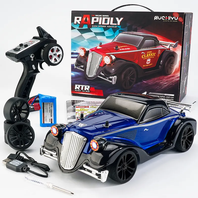 1/16 2.4GHZ RC High Speed 4WD Flat Running Drift Car Boy Hobby Toy Remote Control Car 35km/H with Led Headlight Kid Electric Toy
