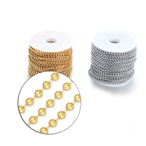 Cadena de Cuentas de Acero Inoxidable al por Mayor por Metro - Chapado en Oro PVD, Varios Tamaños para la Fabricación de Joyas - Product Image 1